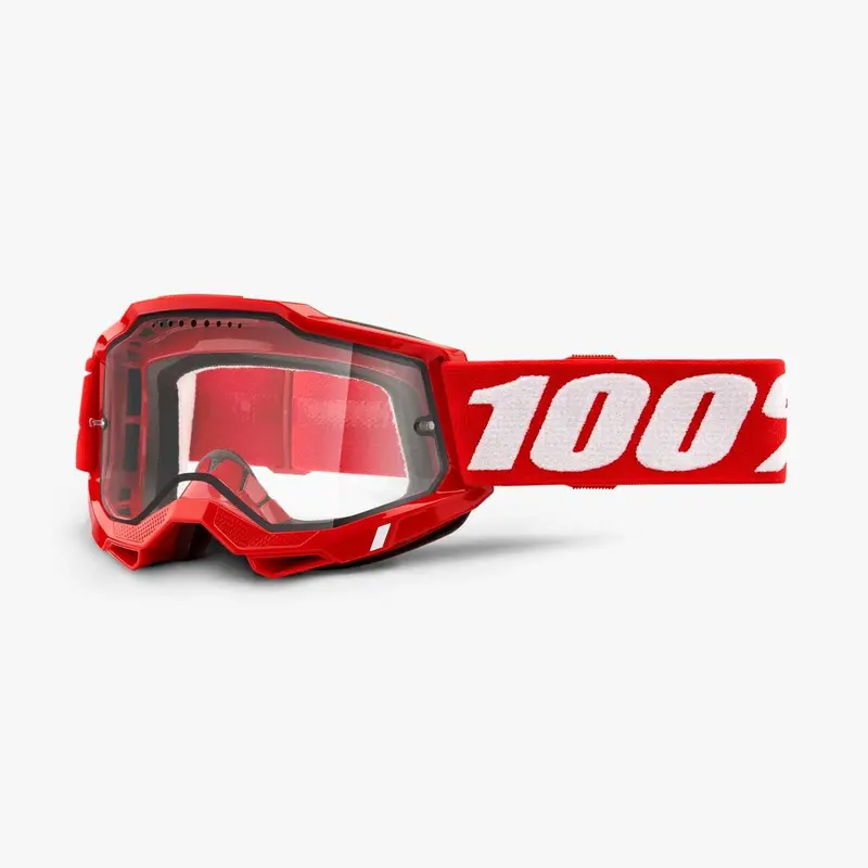 100% Accuri 2 Enduro Mtb Goggles - Neon Red - Clear Lens 1