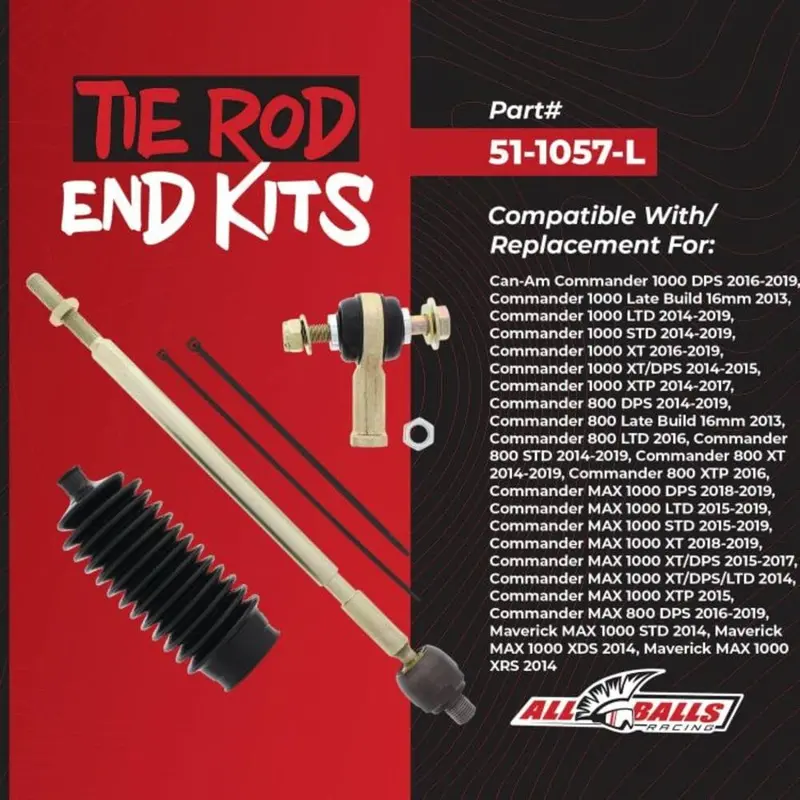 All Balls Racing '14-'19 Can-Am Commander Left Tie Rod End Kit 2