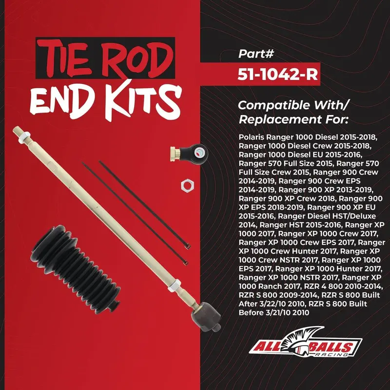 All Balls Racing Polaris Ranger Crew Xp 900 Right Tie Rod End Kit 2