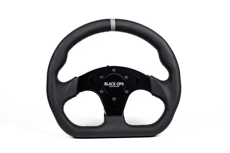 Black Ops Machine D-Shaped Leather Steering Wheel 1