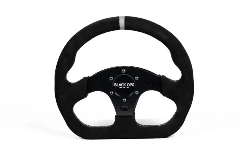 Black Ops Machine D-Shaped Suede Steering Wheel 1