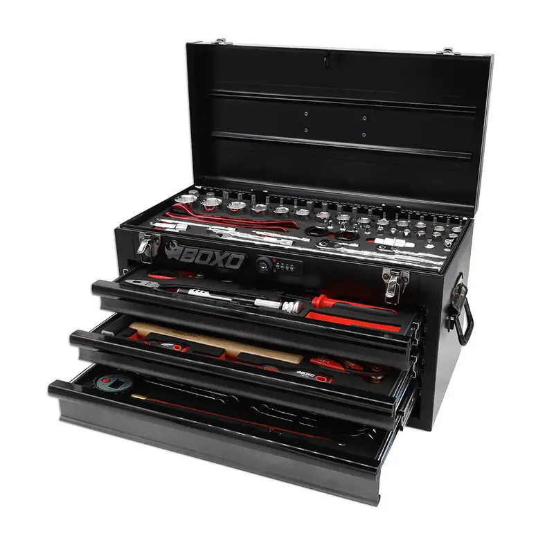 Boxousa 103-Piece Metric Motobox Toolbox - Black Box 1