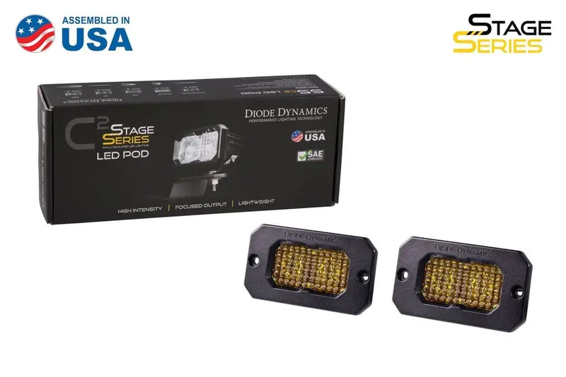 Diode Dynamics Stage Series 2” Sae Yellow Pro Flush Mount Led Pod - Pair 2