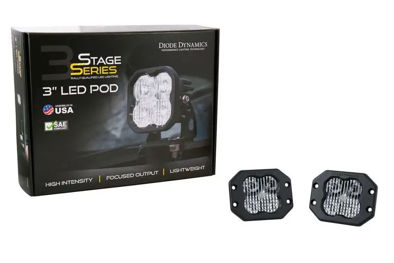 Diode Dynamics Stage Series 3” Sae/Dot White Pro Flush Mount Led Pod - Pair 2