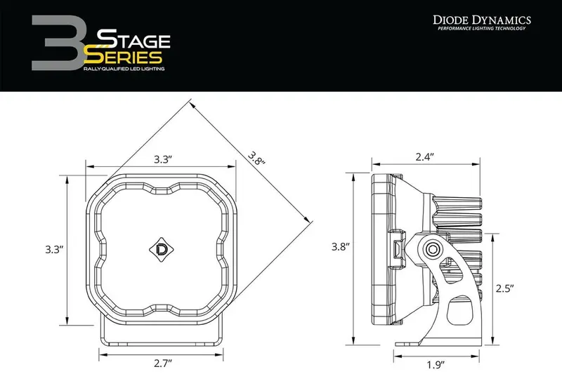 Diode Dynamics Stage Series 3” Sae/Dot White Pro Led Pod - Single 7