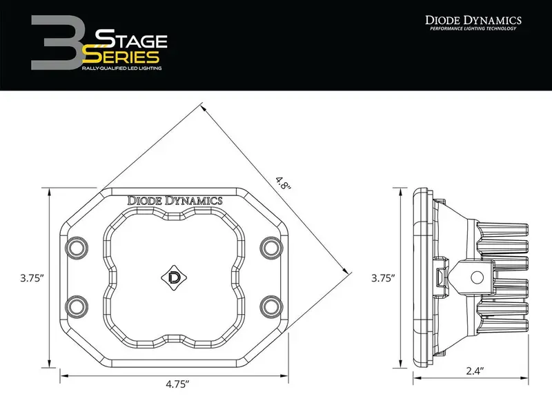 Diode Dynamics Stage Series 3” Sae/Dot White Sport Flush Mount Led Pod - Pair 6