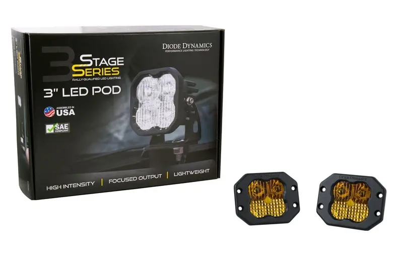 Diode Dynamics Stage Series 3” Sae Yellow Pro Flush Mount Led Pod - Pair 2
