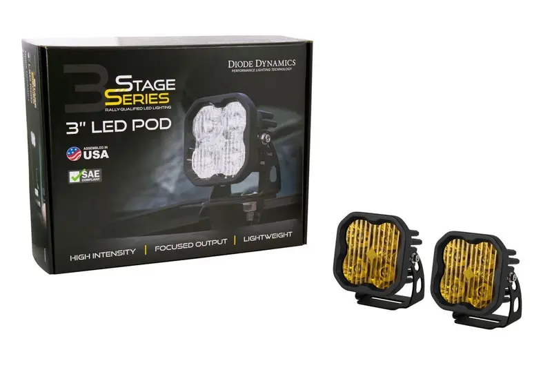 Diode Dynamics Stage Series 3” Sae Yellow Sport Led Pod - Pair 2