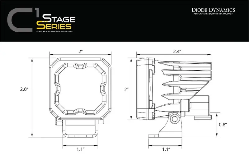 Diode Dynamics Stage Series C1 White Pro Standard Led Pod - Pair 8
