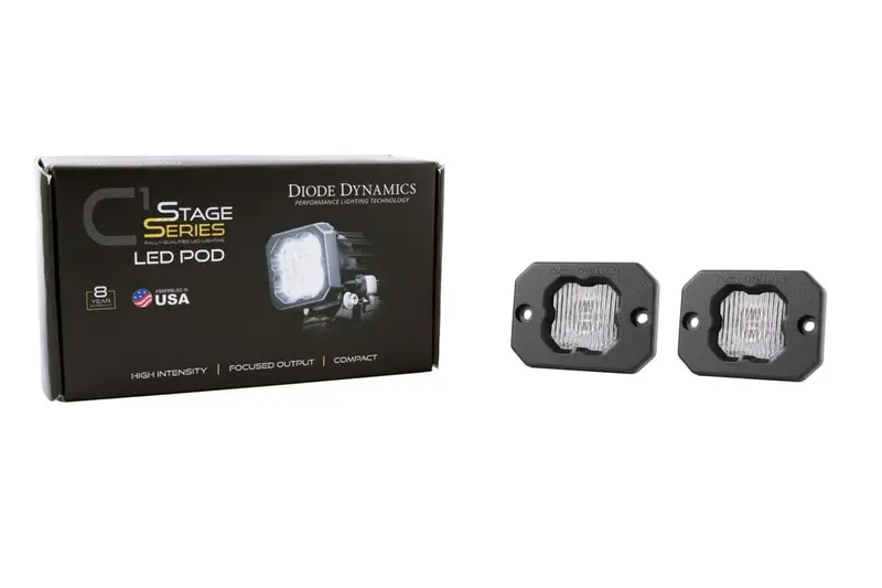 Diode Dynamics Stage Series C1 White Sae Fog Flush Mount Led Pod - Pair 2