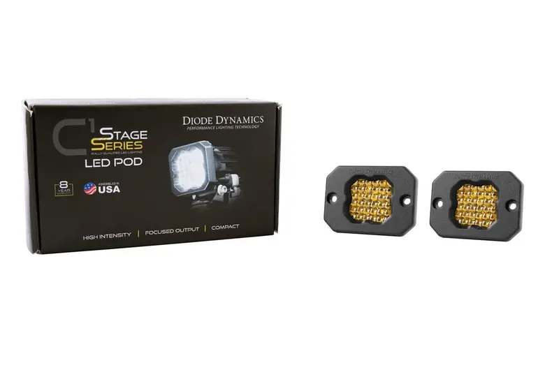 Diode Dynamics Stage Series C1 Yellow Sport Flush Mount Led Pod - Pair 2