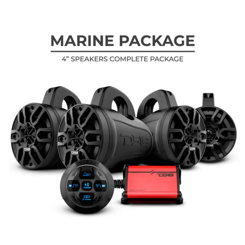 Ds18 Mp 4 X 4" Wakeboard Tower Speakers Package Amplifier & Bluetooth Audio Receiver 100 Watts Rms 1