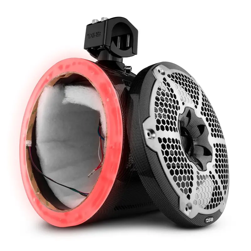 Ds18 Nxl 10" Marine And Powersports Empty Tower Rgb Led Lights - Black Carbon Fiber 1