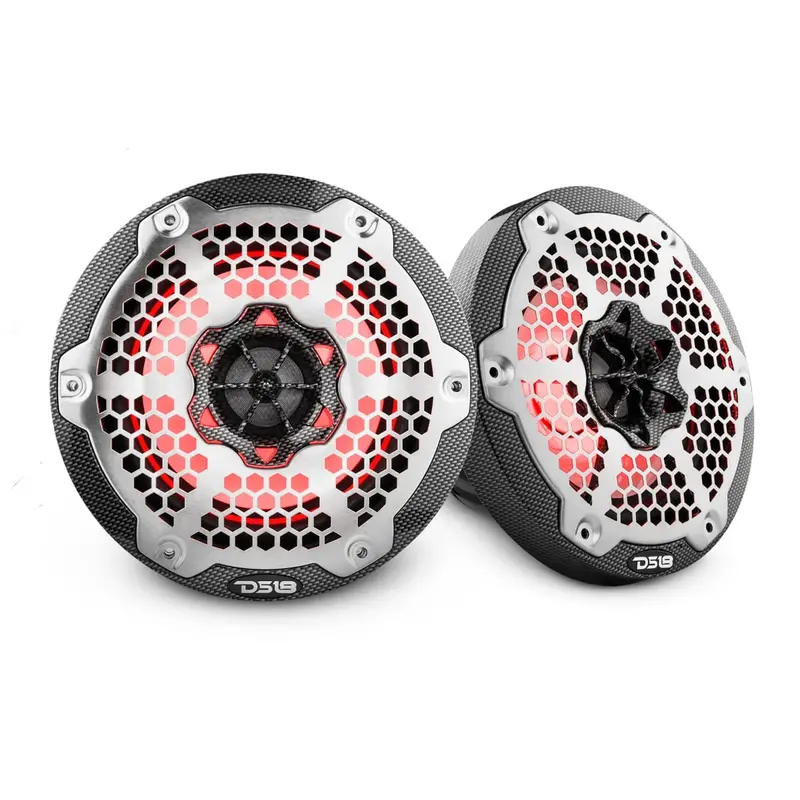 Ds18 Nxl 6.5" 2-Way Coaxial Marine Speaker W/ 100 Watts Rms 4-Ohm Rgb Led Lights - Black Carbon Fiber 1
