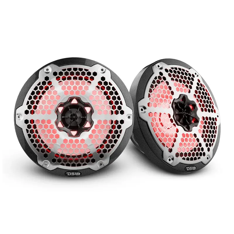 Ds18 Nxl 8" 2-Way Coaxial Marine Speaker W/ 125 Watts Rms 4-Ohm Rgb Led Lights - Black Carbon Fiber 1