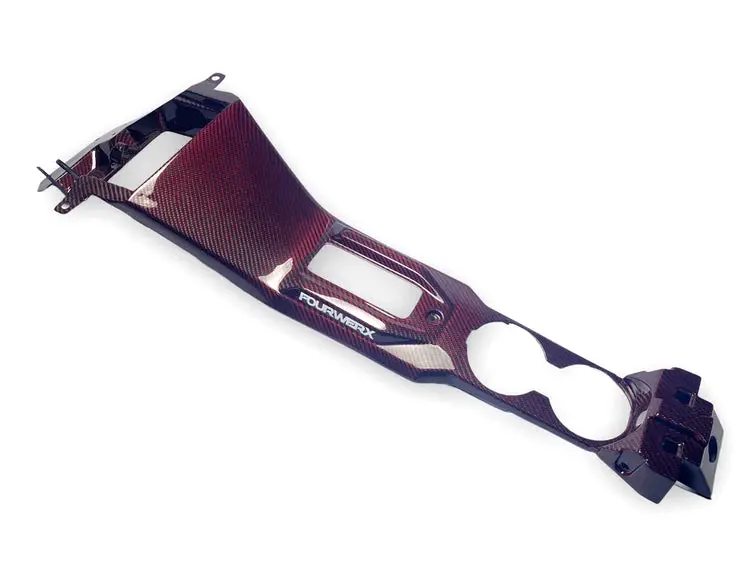 Fourwerx 20+ Polaris Rzr Pro Xp/Pro R – Red Weave Carbon Fiber Front Center Console (Full) 1