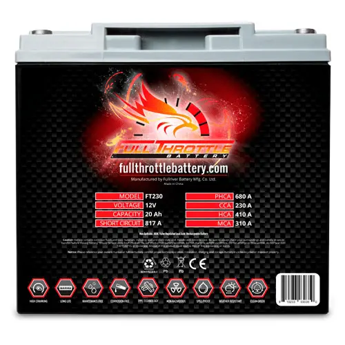 Full Throttle (Fullriver) Ft230 High Performance Agm Battery 1