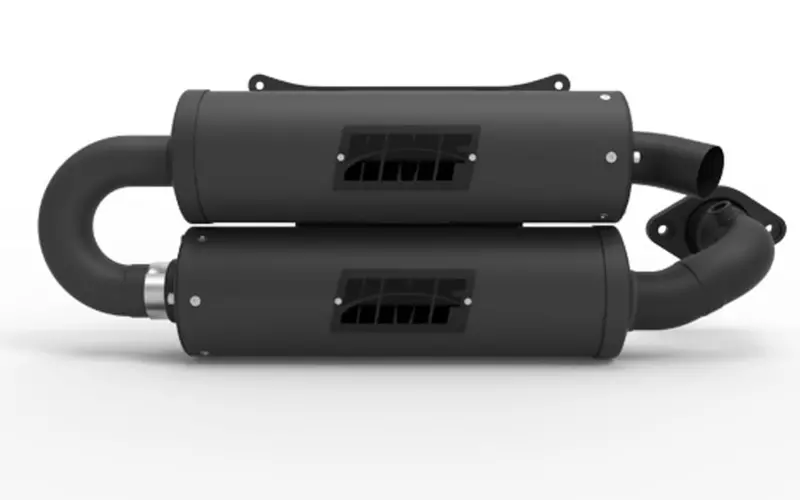 Hmf '18-'22 Polaris Rzr Rs1 Titan-Qs Twin Loop Exhaust Systems - Blackout 1