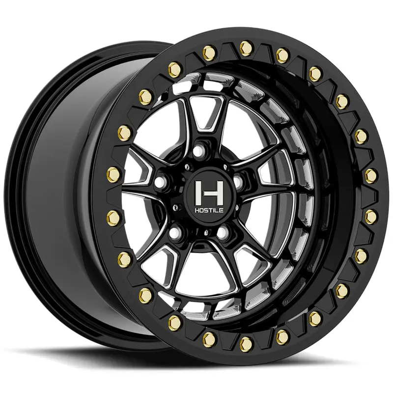 Hostile Hf32 Forged Rival Beadlock Wheel Blade Cut - Satin Black 1