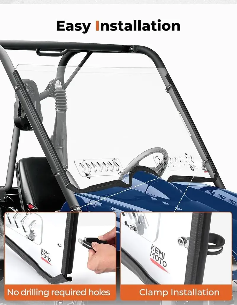 Kemimoto '04-'13 Yamaha Rhino 700 Full Windshield 2