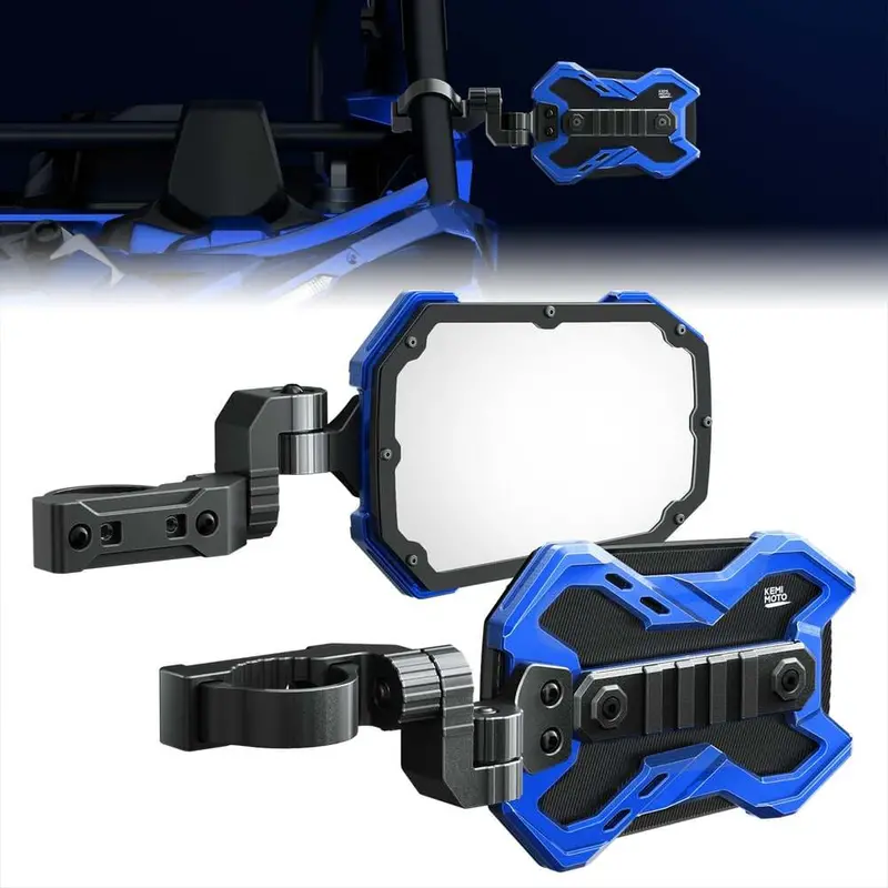 Kemimoto 1.65-2 Inch Roll Bar Cnc Utv X Mirror W/ Integrated Light Mount - 1 Pair 3