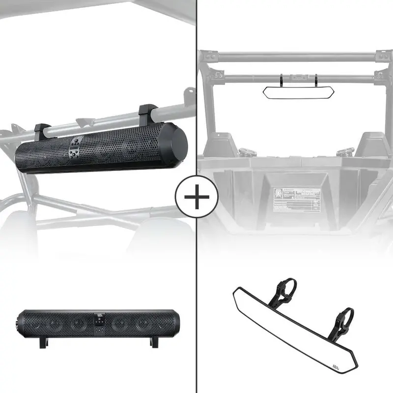 Kemimoto 1.65''-2'' Roll Bar Utv Bluetooth Sound Bar & Rear View Mirror 1