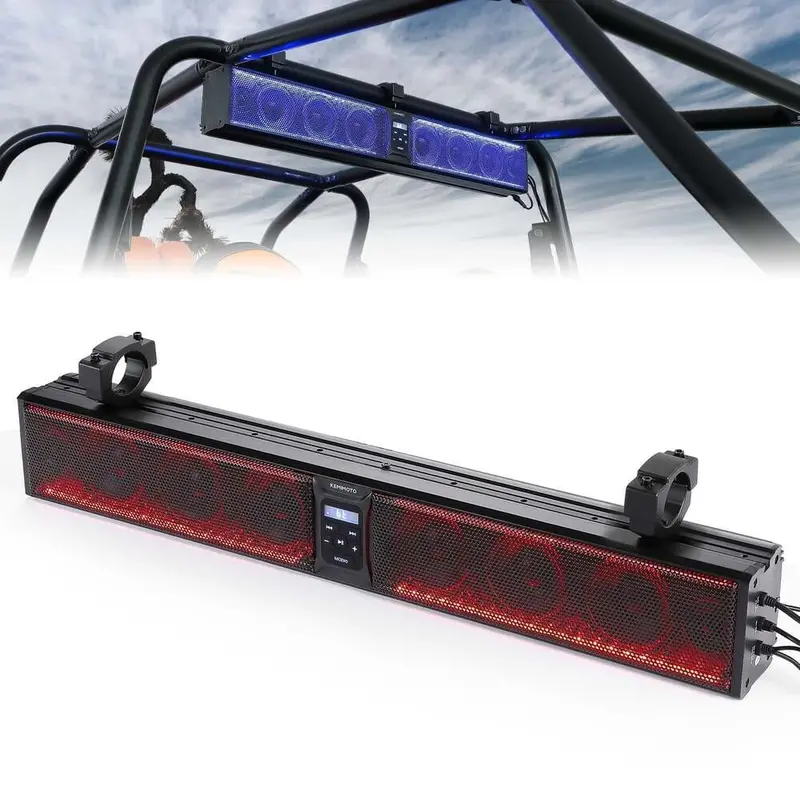 Kemimoto 1.75''-2.25'' Roll Bar 8-Speaker Rgb Utv Bluetooth Sound Bar - 33" 1