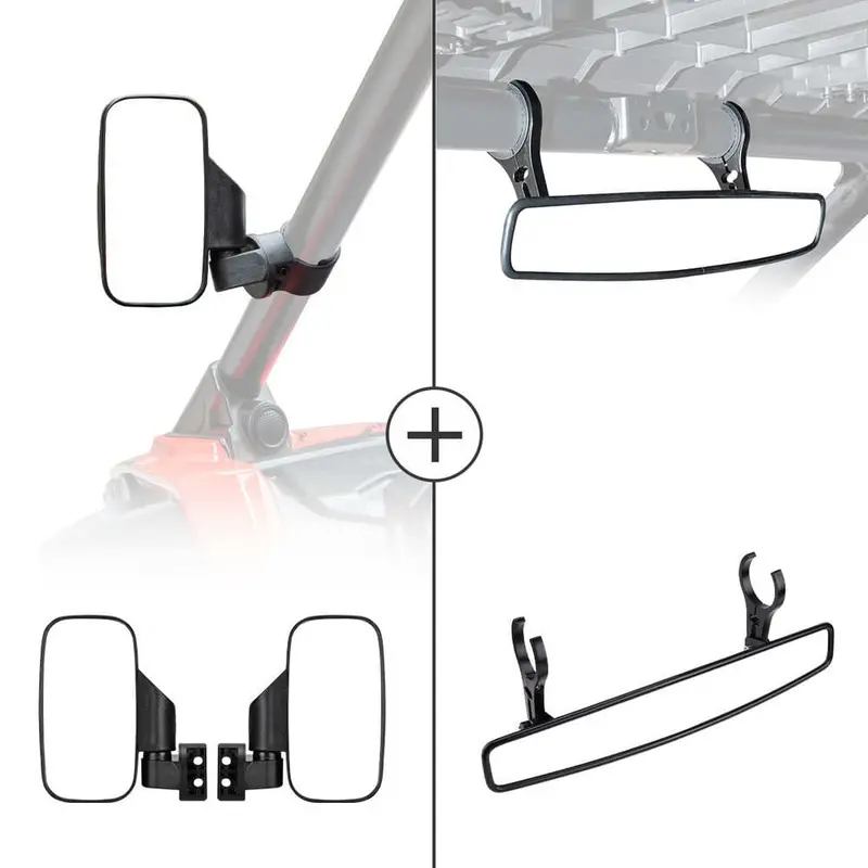 Kemimoto 1.75"-2" Clamps Utv Side View & Center Rear View Mirror 1