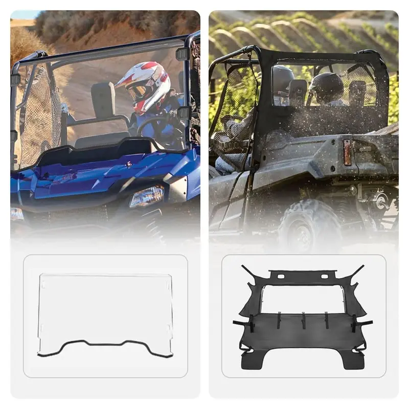 Kemimoto '14-'23 Honda Pioneer 700 / 700-4 Front Windshield & Rear Panel W/ Open Window 2