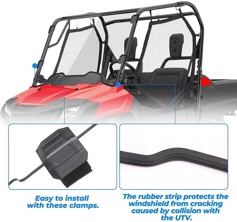 Kemimoto '14-'23 Pioneer 700 / 700-4 Polycarbonate Front Windshield 1
