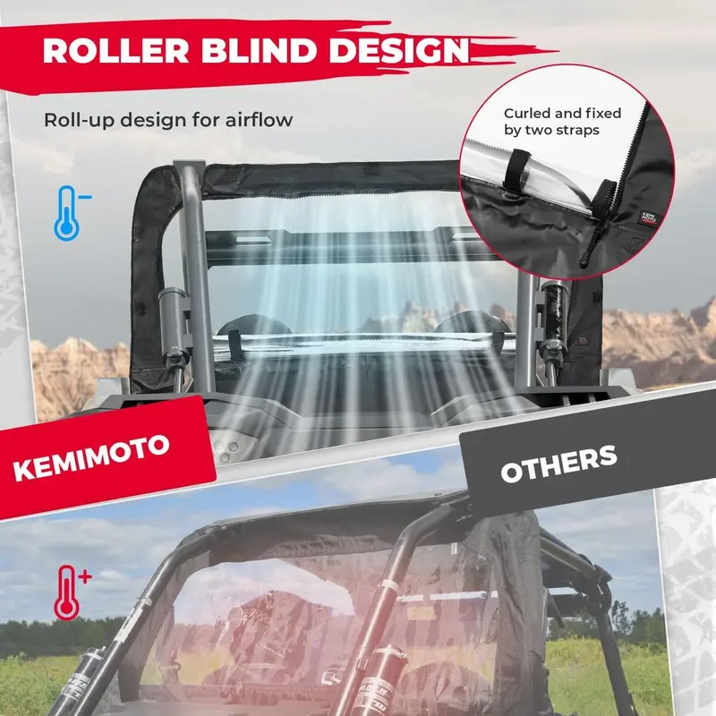 Kemimoto '14-'23 Polaris Rzr Xp 1000 Soft Rear Windshield 2
