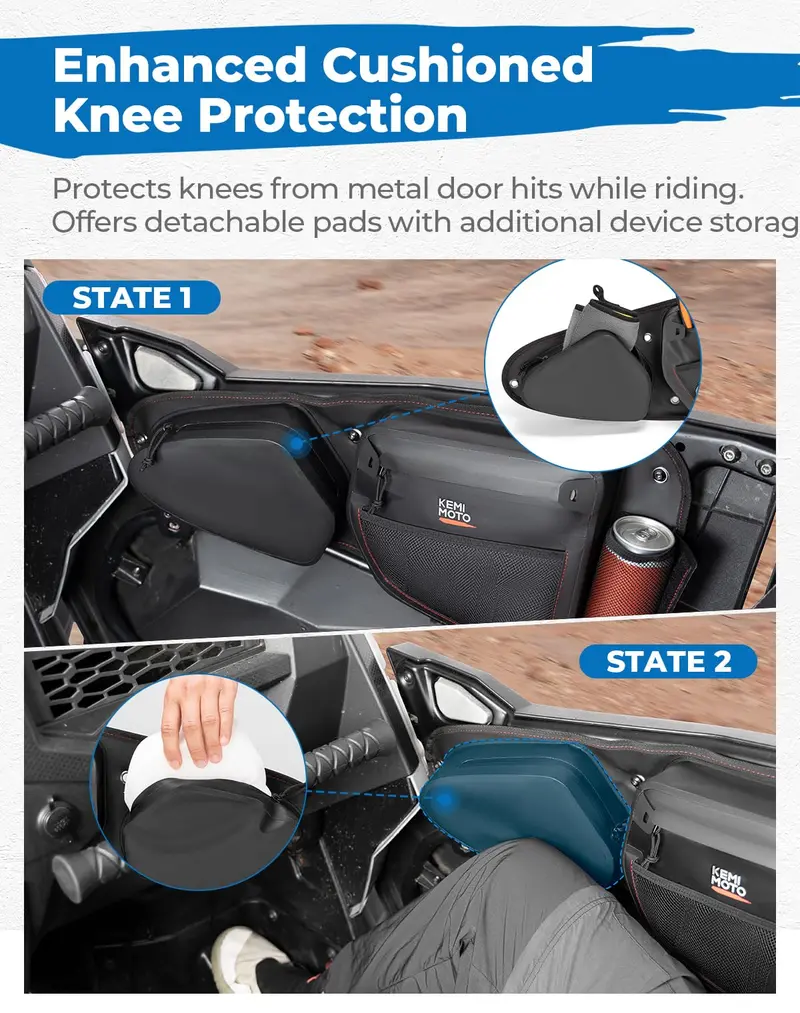 Kemimoto '14-'23 Polaris Rzr Xp 1000 Trail S 900 Tpu New Fabric Ipx6 Door Bags 2