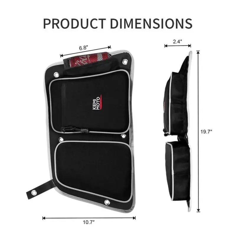 Kemimoto '14-'23 Polaris Rzr Xp 4 1000 Rear Door Bags W/ Knee Pad 2