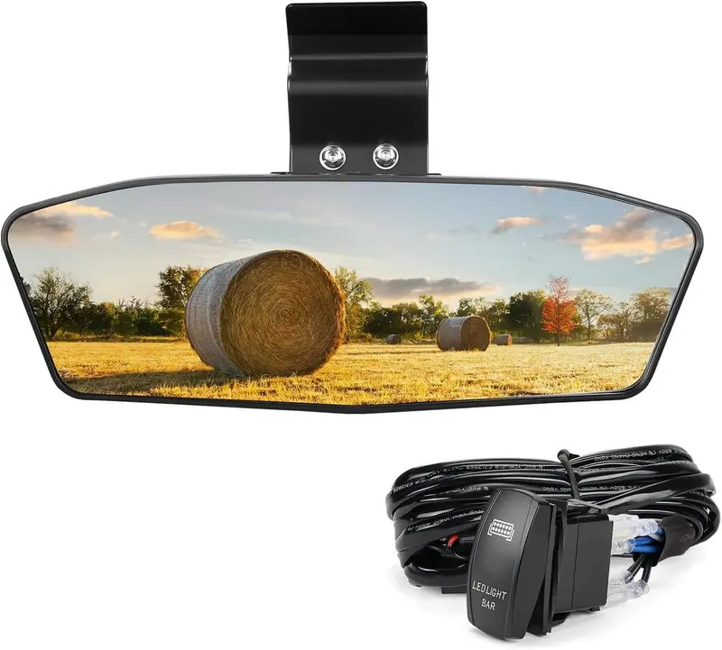 Kemimoto '15-'24 Polaris Ranger Xp 1000 Utv Rear View Mirror With Led Light 1