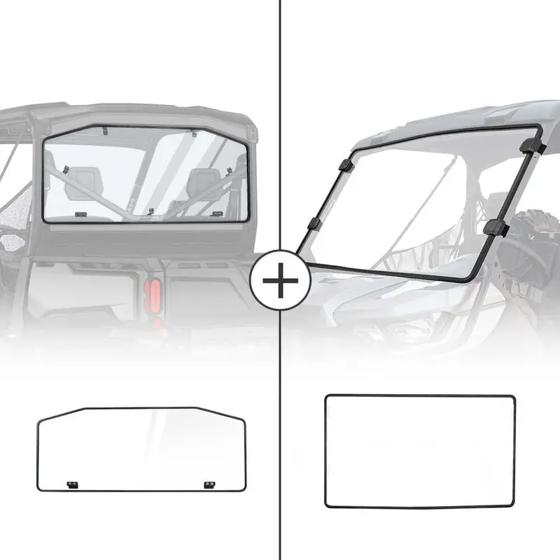 Kemimoto '16-'24 Can-Am Defender Rear & Front Full Windshield 1
