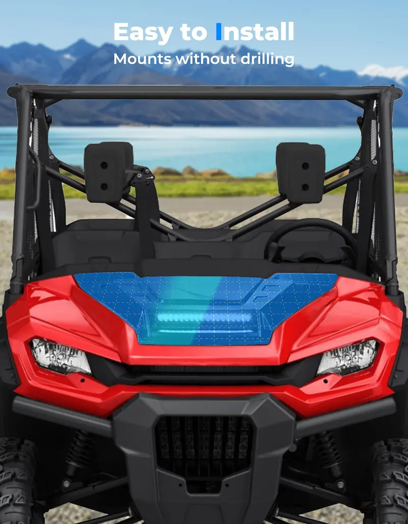 Kemimoto '16-'24 Honda Pioneer 1000 Sport Hood Scoop W/Led Light 2