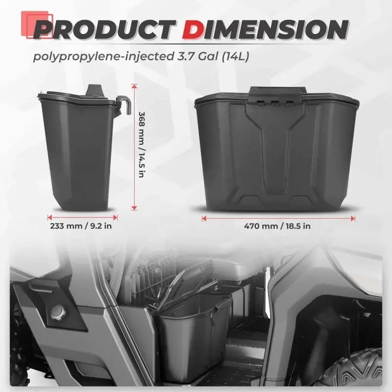 Kemimoto '17-'22 Can-Am Defender Removable & Center Underseat Storage Box 2