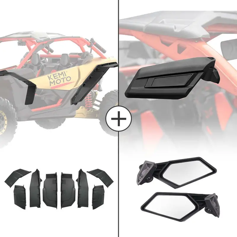 Kemimoto '17-'23 Can-Am Maverick X3 Extended Fender Flares & Side Mirrors 1