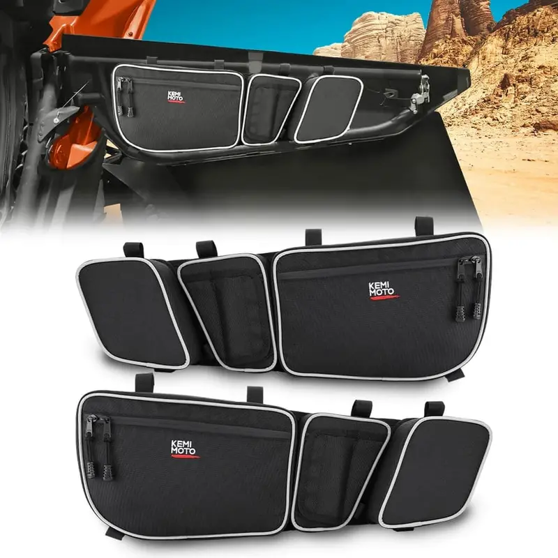 Kemimoto '17-'24 Can-Am Maverick X3 Front Door Storage Bags & Side View Mirror 2
