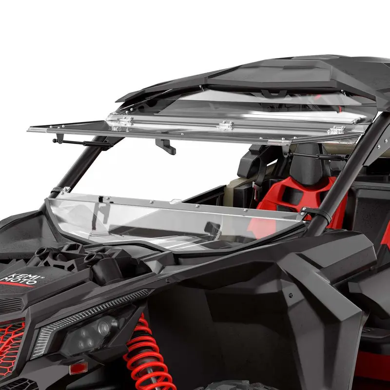Kemimoto '17-'24 Can-Am Maverick X3 Upgraded Scratch Resistant Flip Windshield 2