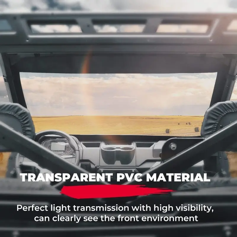 Kemimoto '17-'24 Polaris Ranger Xp 1000 Pvc Waterproof Panel Soft Front Windshield 2
