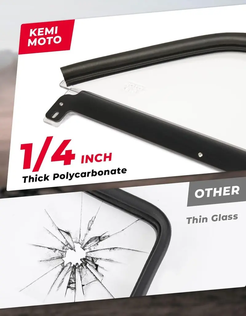Kemimoto '17-'25 Can-Am Maverick X3 Scratch Resistant Pc Flip Windshield 2