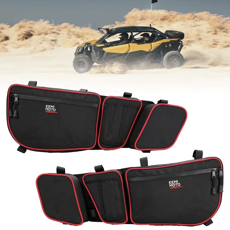 Kemimoto '17-'25 Can-Am Maverick X3 Storage Door Bags W/ Removable Knee Pad 2