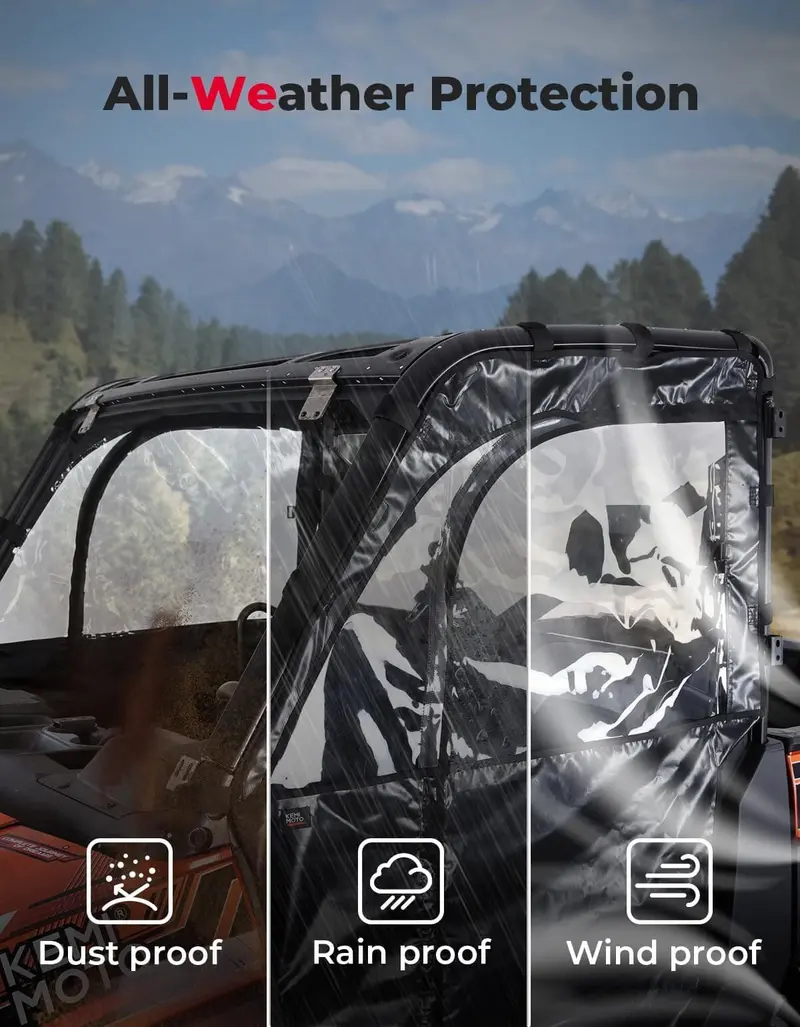 Kemimoto '17-'25 Polaris Ranger Xp 1000 Utv Cab Enclosure Upper Doors 2