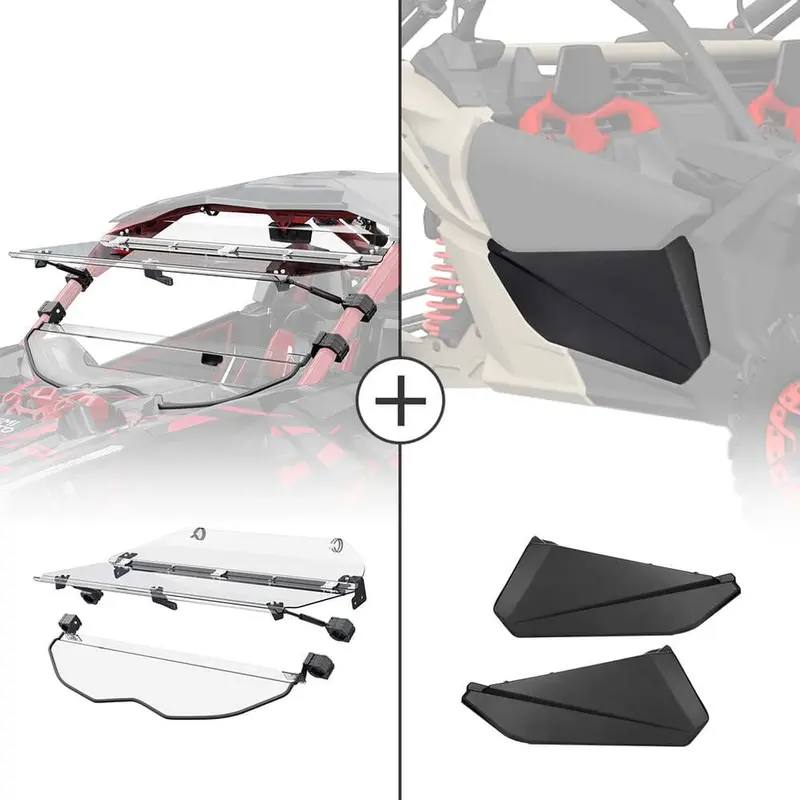 Kemimoto '17+ Can-Am Maverick X3 Flip Windshield & Lower Doors 1