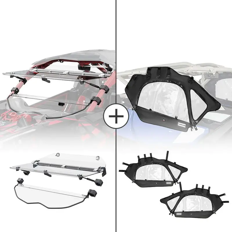 Kemimoto '17+ Can-Am Maverick X3 Flip Windshield & Soft Cab Enclosures 1