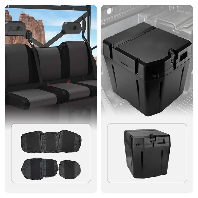 Kemimoto '18-'24 Polaris Ranger Xp 1000 Utv Waterproof Seat Cover & Under Seat Storage Box 1