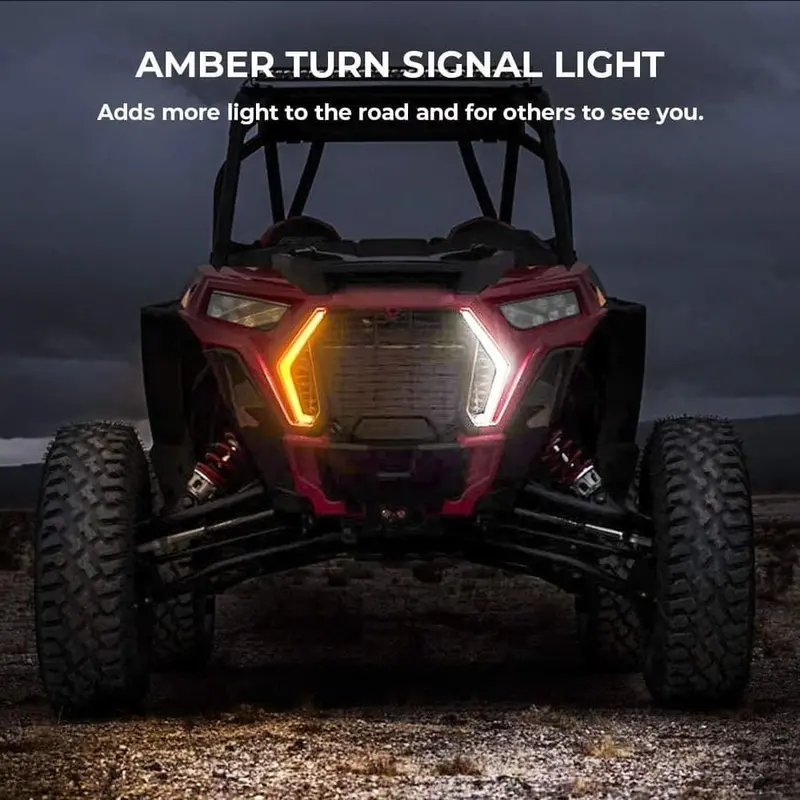 Kemimoto '19-'23 Polaris Rzr Ip67 Front Led Street Legal Light Kits 1
