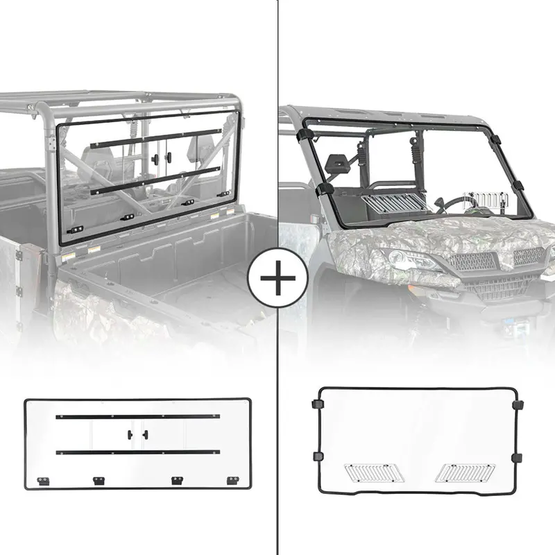 Kemimoto '19-'25 Cfmoto Uforce 1000 Airflow Sliding Vented Rear & Front Windshield 1
