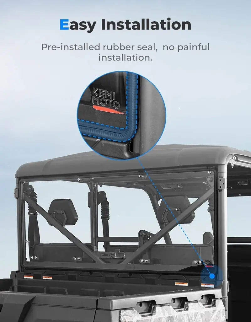 Kemimoto '19-'25 Cfmoto Uforce 1000 Clear 2-Sided Hard Coated Rear Windshield 2